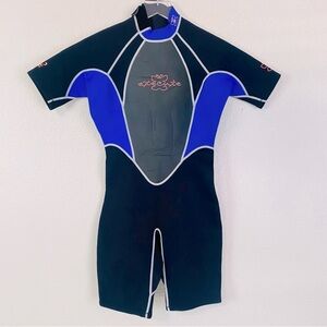 Execute Black/Blue Spring Shorty Wetsuit 2mm Neoprene Size L